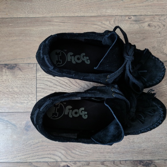 FLOGG | New Womens Black Suede Platform Shoe 10 - Picture 4 of 8